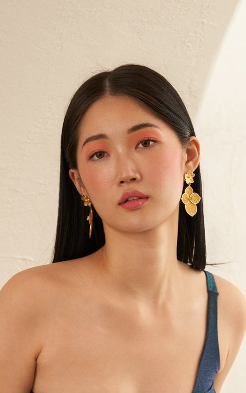 Gold Plated Double Flower Filigree Earrings